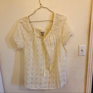 Lucky Brand sheer tie front top